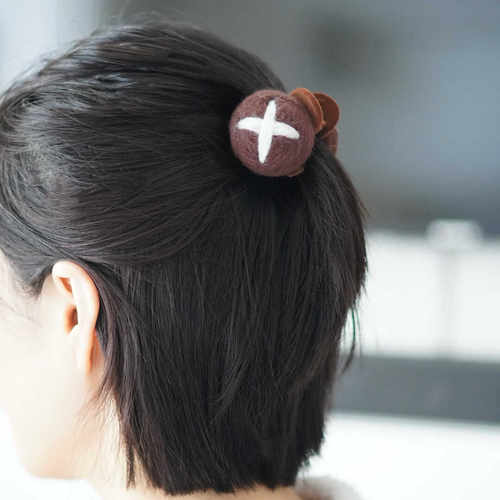 WOOU萌玩原创手工可爱羊毛毡香菇mini小号抓夹鲨鱼少女儿童夹发夹