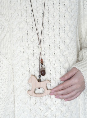 原创手作可爱木马新年马年毛衣链项链新年女生闺蜜女朋友礼物