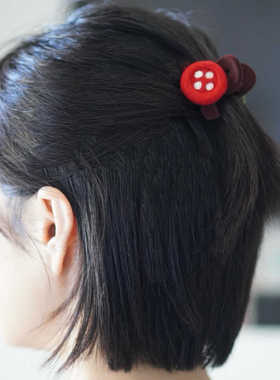 woou萌玩原创手作可爱羊毛毡多巴胺纽扣中短发鲨鱼夹抓夹发饰发夹