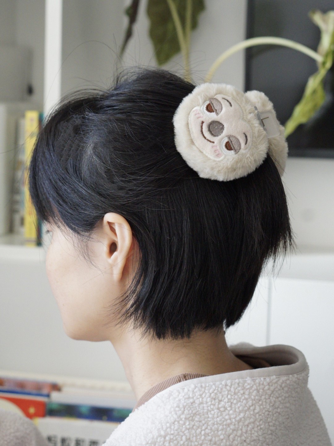 原创手作可爱冬季毛绒公仔树懒中短发鲨鱼夹发夹抓夹闺蜜礼物发饰