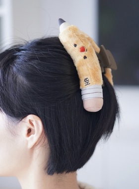 WOOU萌玩原创手工大号可爱卡通铅笔13cm鲨鱼夹发夹抓夹发饰闺蜜礼