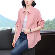 纯棉长袖衬衫女士2025早秋新款妈妈衬衣中年洋气休闲薄款上衣外套
