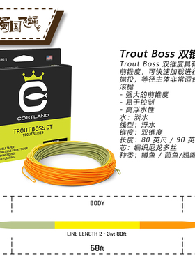 现货美国进口Cortland TroutBoss三色DT浮水线飞钓主线 蜀国飞蝇