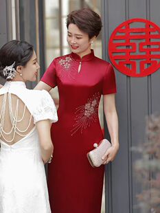 高端喜婆婆婚宴装旗袍2024新款年轻款妈妈礼服高贵气质结婚连衣裙