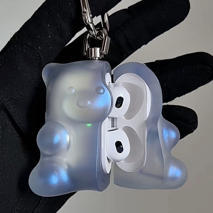 808FC小熊耳机壳airpods保护套适用苹果airpods4可爱硬胶炫彩Airpodspro1/2蓝牙保护套3代防摔