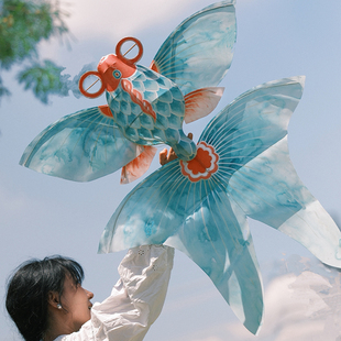 传统非遗手工纸鸢金鱼风筝DIY材料包手工制作非遗鱼灯材料包礼物