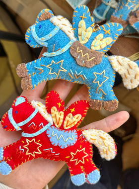 本命年红色小马挂件材料包天使小马不织布手工DIY新年钥匙扣包挂