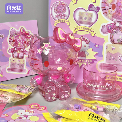 月光社积木三丽鸥HELLOKITTY花簇大体凯蒂猫拼搭积木生日新年礼物