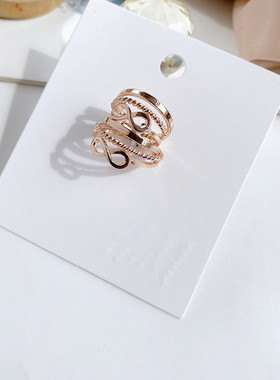 多指套装玫瑰金色戒指套装组合