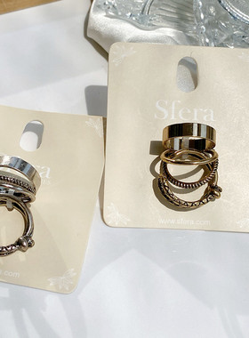 青岛欧美外贸饰品 个性新潮小众高级感多款戒指指环套装组