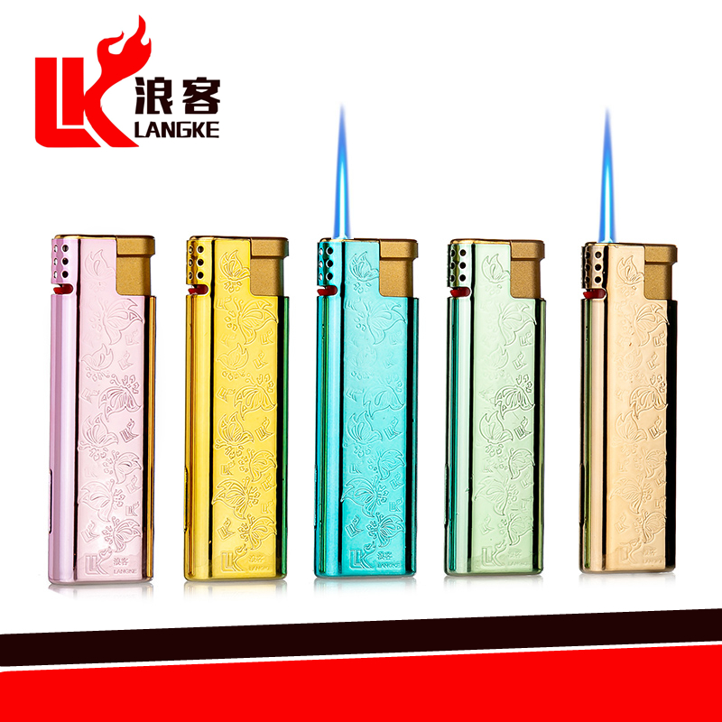浪客金属壳蝴蝶直冲蓝火打火机