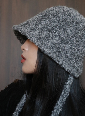 飘带渔夫帽女秋冬显脸小水桶帽