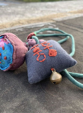 棉麻手工布艺民族风复古彩色文艺长款项链毛衣链花朵高级感挂件女