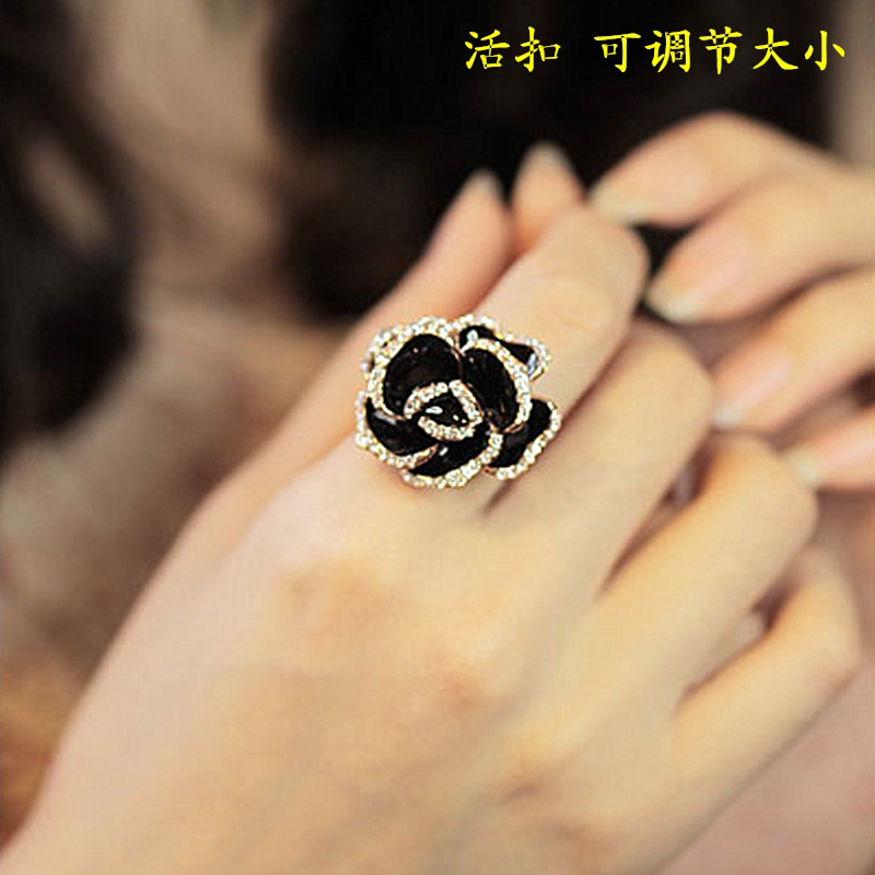 女高级感复古时尚简约玫瑰花戒指图片