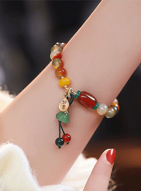 中式手链古风民族风彩色石头饰品