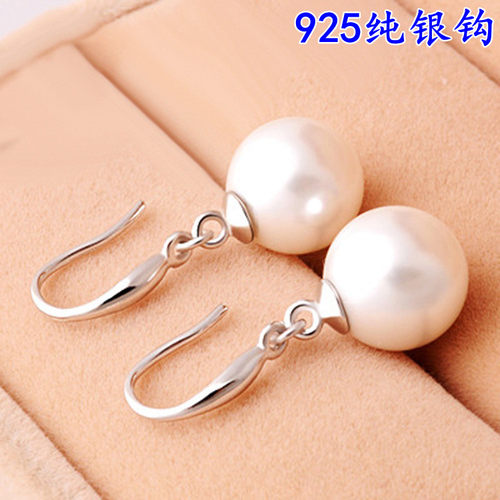 925纯银白色珍珠百搭耳环女百搭