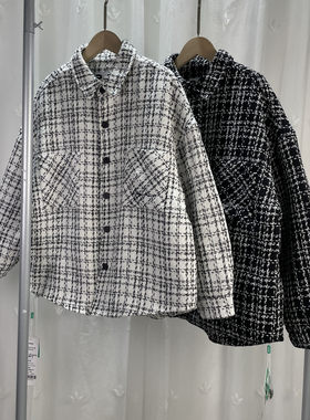 百 折扣童装大童男童呢料格子衬衫外套青少年学生秋冬休闲服