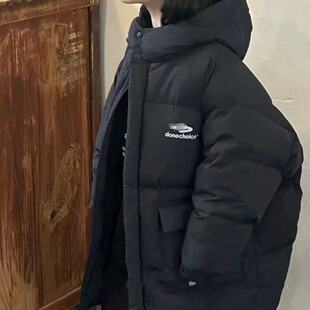 越旗下童装中大童男女童中长款连帽羽绒服青少年学生鸭绒外套