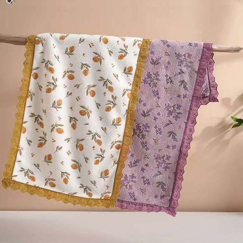 小碎花印花花边毛巾浴巾吸水速干裹巾大毛巾新款套巾柔软家用女士