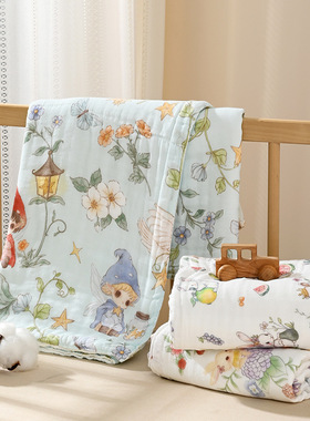 数码印花精梳竹棉婴儿六层纱布浴巾110x110cm婴幼儿儿童宝宝盖毯