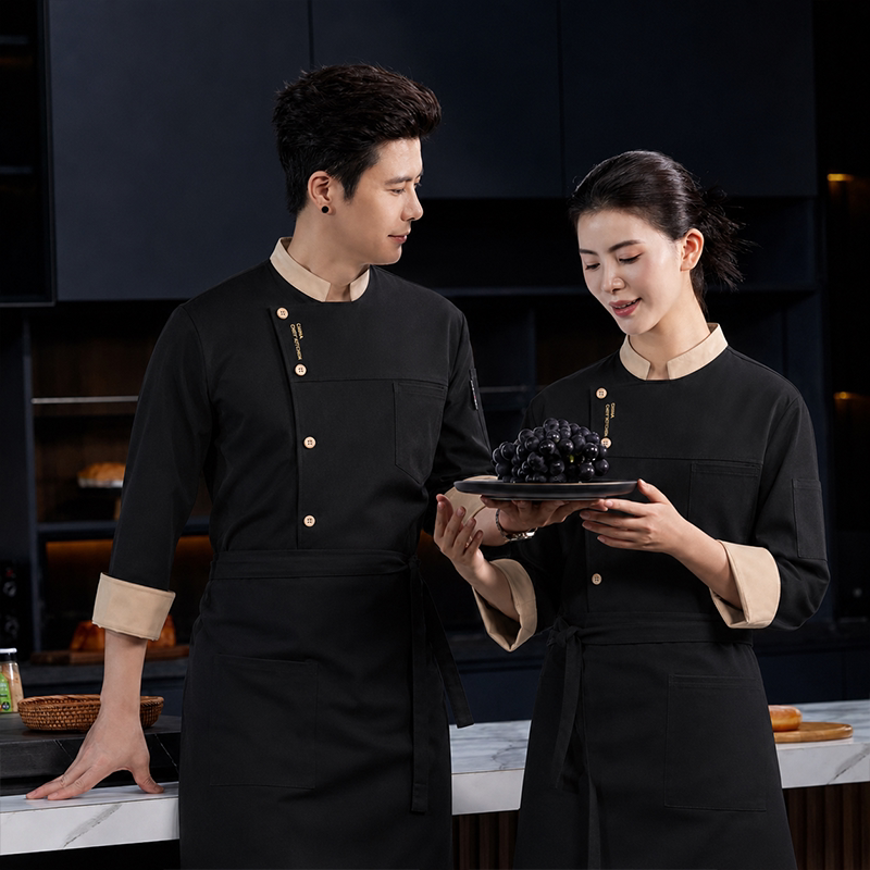 2026新款调节袖厨师工作服男秋冬餐饮厨房面点烘焙七分袖饭店工装