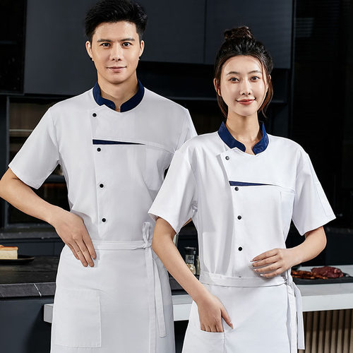 厨师服夏季短袖餐饮套装后厨工服