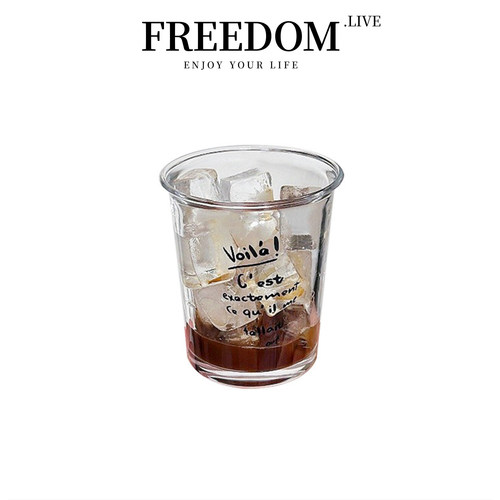 FREEDOM.LIVE 杯具ins风法式字母印花玻璃杯冷萃杯咖啡杯| 一霎
