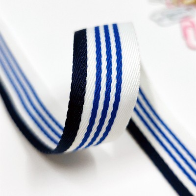 2CM藏青边白蓝间条涤纶织带服装