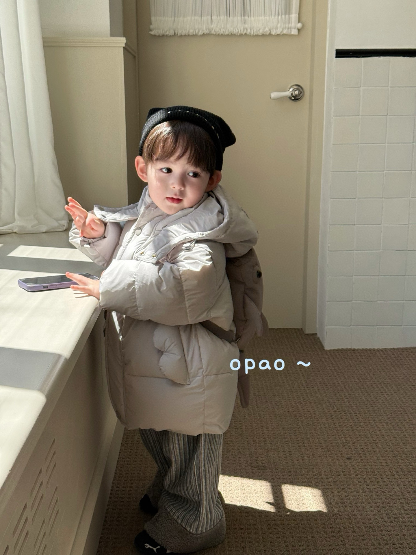 Opao 2025新款羽绒服韩版中长款加厚连帽羽绒服外套带包包羽绒服