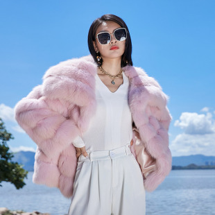 俄罗斯紫貂貂皮整貂减龄俏皮粉色欧版 大翻领百搭精致皮草裘皮外套