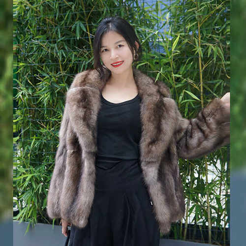 排头进口满天星紫貂皮草大衣