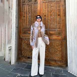 皮草外套高奢珍藏lynx 女士冬季 立领斑点猫短款 皮草优雅气质时尚