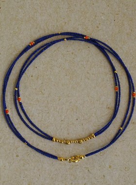 天醉青金石毛衣链手工银饰吊坠