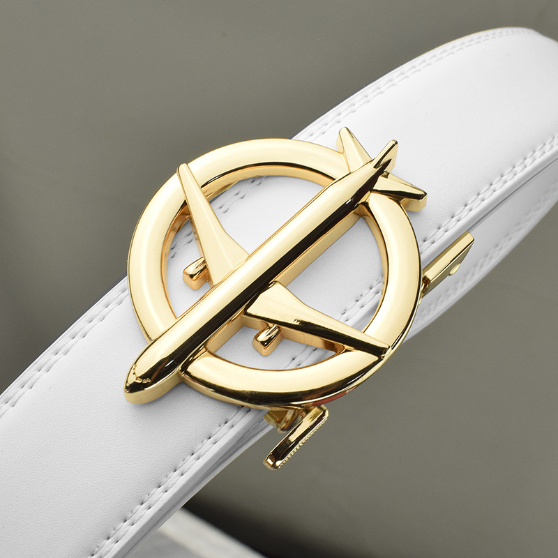 新款空中战斗机皮带男士真皮自动扣白色腰带男韩版潮流年轻人裤带