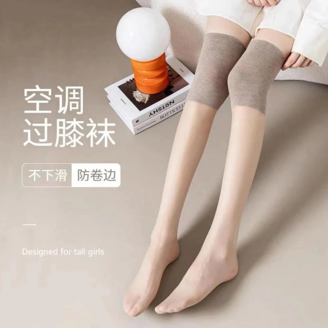 夏季空调护膝中筒袜女防寒