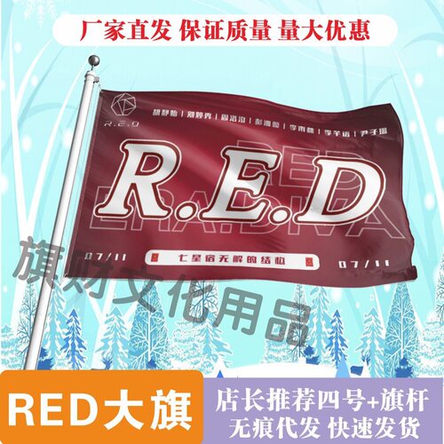 RED应援大旗七星宿手持大旗户外音乐节应援旗定制代发批发