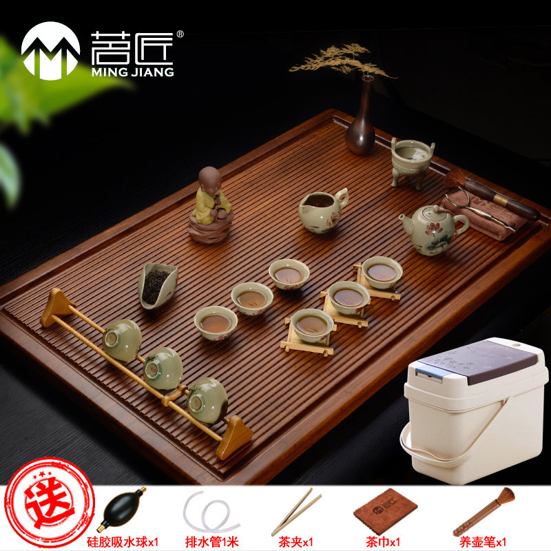 茗匠整板重竹高端茶具茶盘茶海竹制排水式整套茶台大中小号家商用