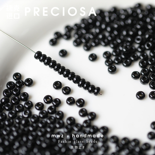 4mm黑色玻璃米珠捷克进口宝仕奥莎散珠 手工DIY手链串珠配件材料
