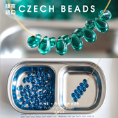 进口捷克珠蓝色松绿色水滴珠6 9mm 手作串珠DIY耳环项链手链材料