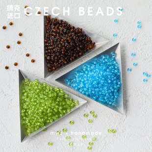 捷克进口蓝绿琥珀玻璃隔珠多色车轮珠2.5 4mm手工DIY串珠散珠配件