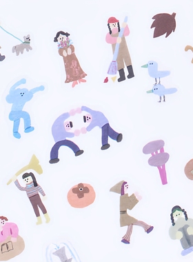 ●JY杂货●国内现货韩国analogue keeper彩色人物贴纸手帐拼贴ins