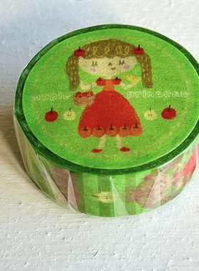 ●JY杂货●国内现货日本meri绿色女孩苹果公主胶带 手帐装饰拼贴