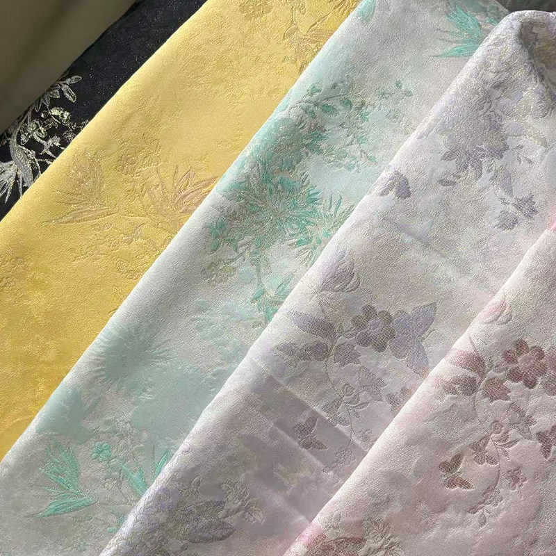 【人丝蝴蝶】国风提花织锦旗袍裙子外套儿童小清新时装布料 家博