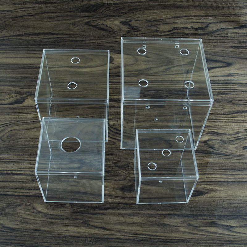 可打孔正方形塑料透明斗鱼盒小型家用生态小鱼缸办公室观赏乌龟缸