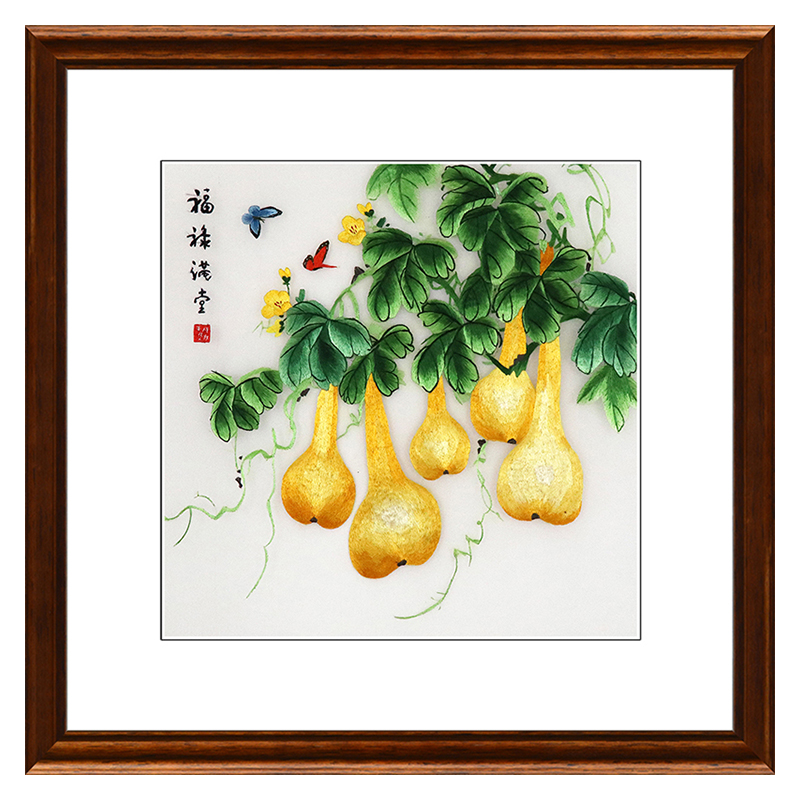 苏绣成品装饰画葫芦纯手工餐厅送礼朋友祝礼品4丝福禄刺绣品挂画图片