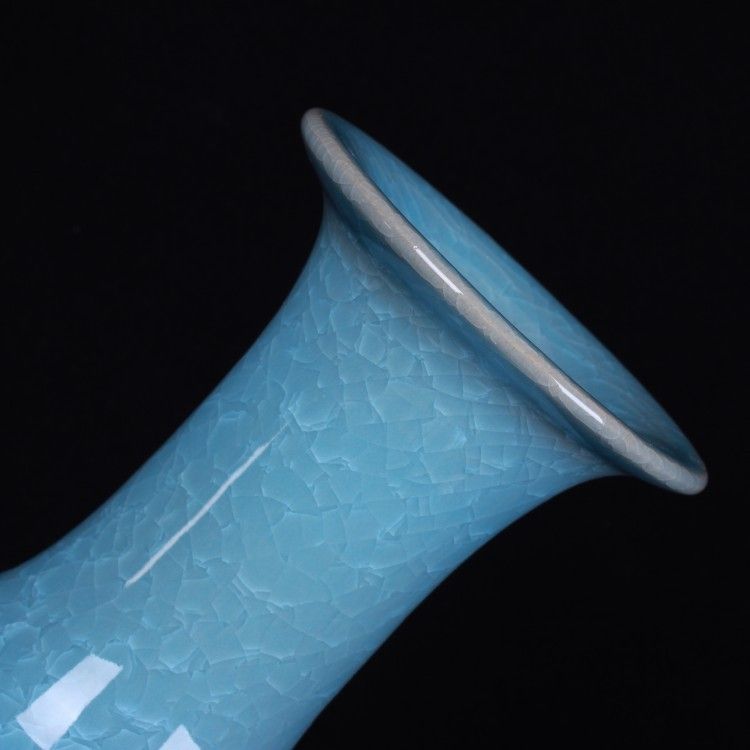 景德镇陶瓷花瓶  时尚蓝色冰片赏瓶 家居陶瓷工艺品摆件