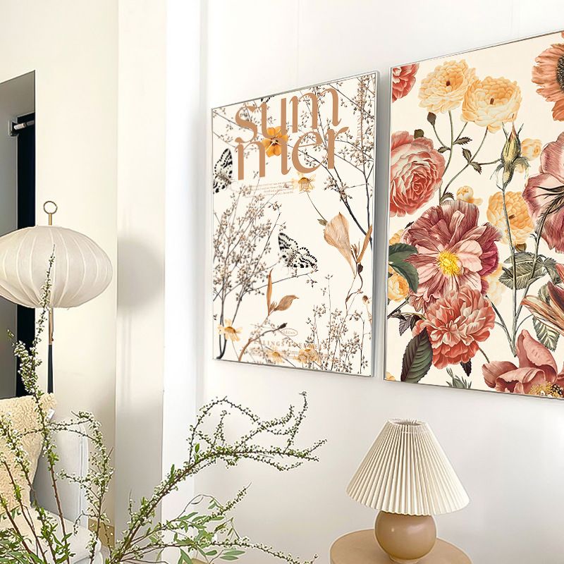 多款 复古玫瑰花装饰挂画轻奢黑白客厅电视沙发边斗柜桌面摆画芯