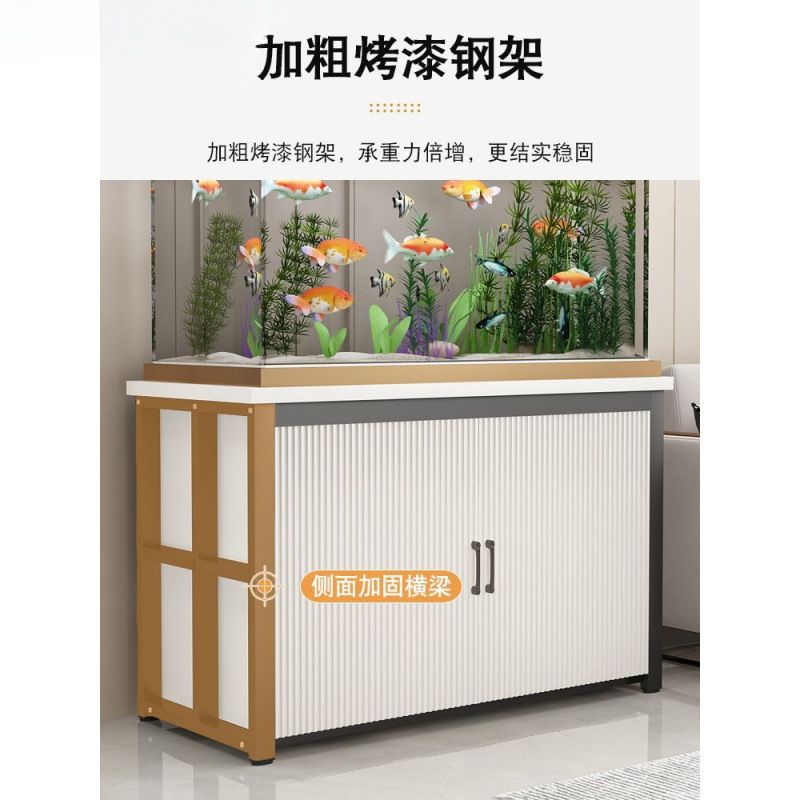 鱼缸柜家用金属承重实木架子客厅隔断收纳储物柜鱼缸底座底柜