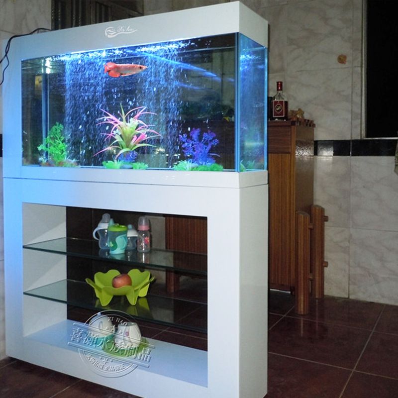包邮长方形大型屏风生态鱼缸水族箱中型超白玻璃底部过滤1米