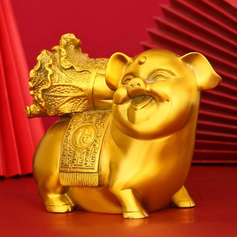 【铜器】黄铜猪摆件白菜猪家居客厅办公室摆设生肖猪乔迁礼品